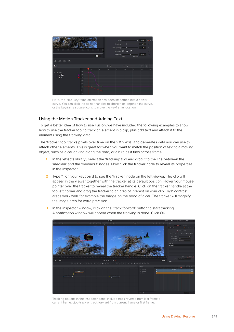 Using the motion tracker and adding text | Blackmagic Design URSA Mini Pro 12K (PL) User Manual | Page 247 / 294