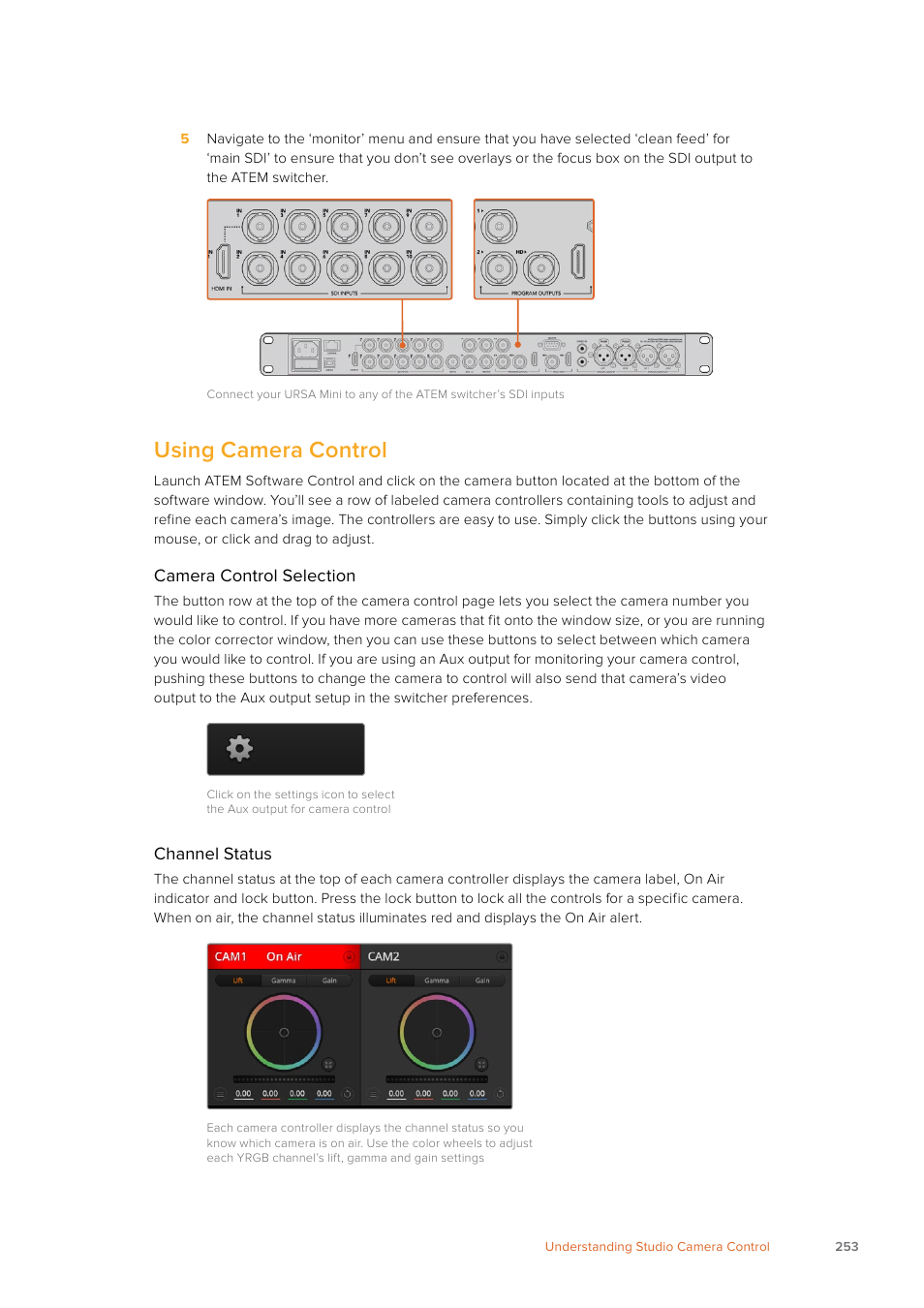 Using camera control | Blackmagic Design URSA Mini Pro 12K (PL) User Manual | Page 253 / 294