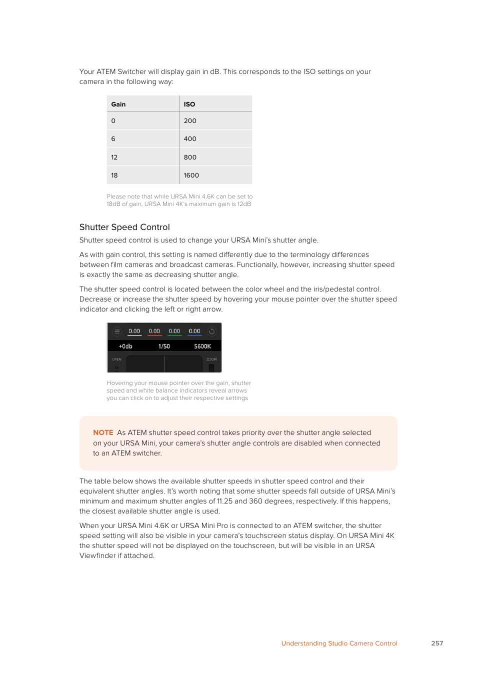 Shutter speed control | Blackmagic Design URSA Mini Pro 12K (PL) User Manual | Page 257 / 294