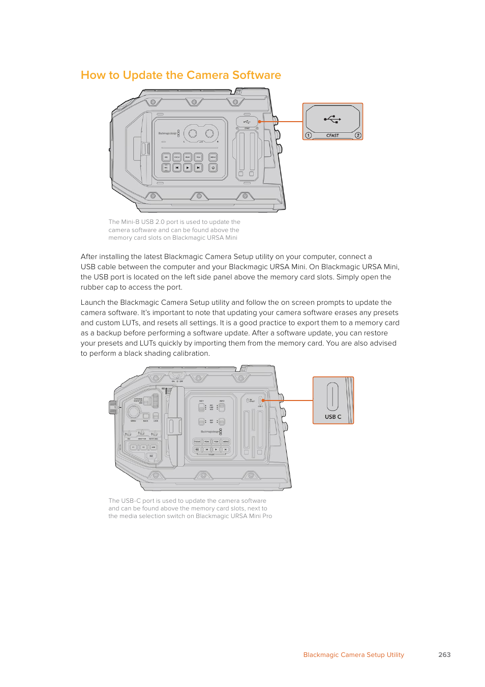 How to update the camera software | Blackmagic Design URSA Mini Pro 12K (PL) User Manual | Page 263 / 294