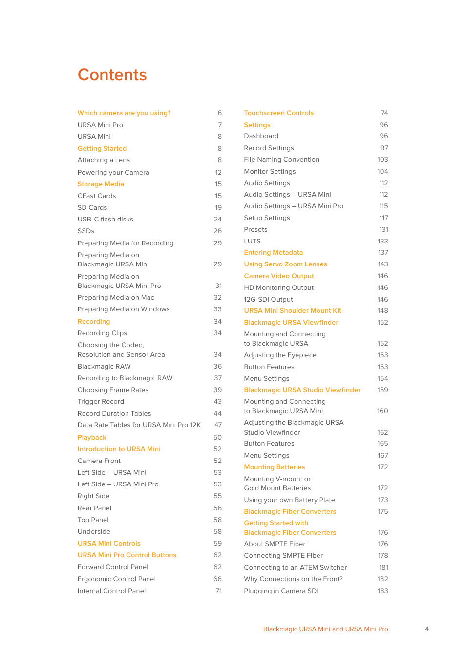 Blackmagic Design URSA Mini Pro 12K (PL) User Manual | Page 4 / 294