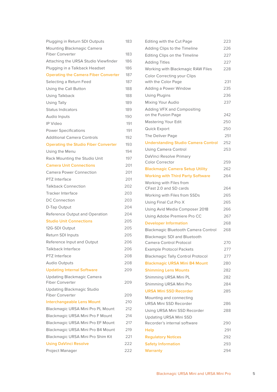 Blackmagic Design URSA Mini Pro 12K (PL) User Manual | Page 5 / 294