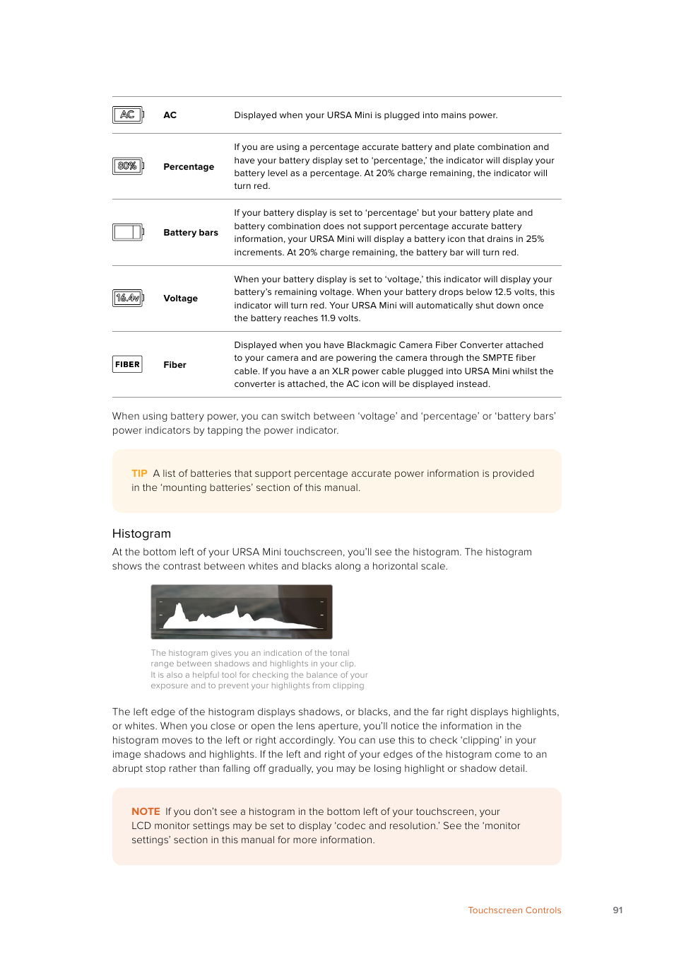 Histogram | Blackmagic Design URSA Mini Pro 12K (PL) User Manual | Page 91 / 294