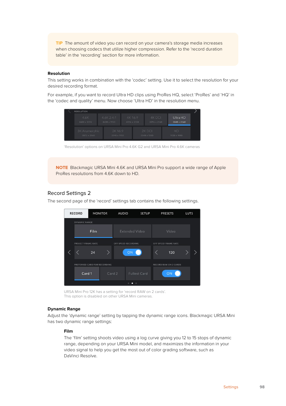 Blackmagic Design URSA Mini Pro 12K (PL) User Manual | Page 98 / 294