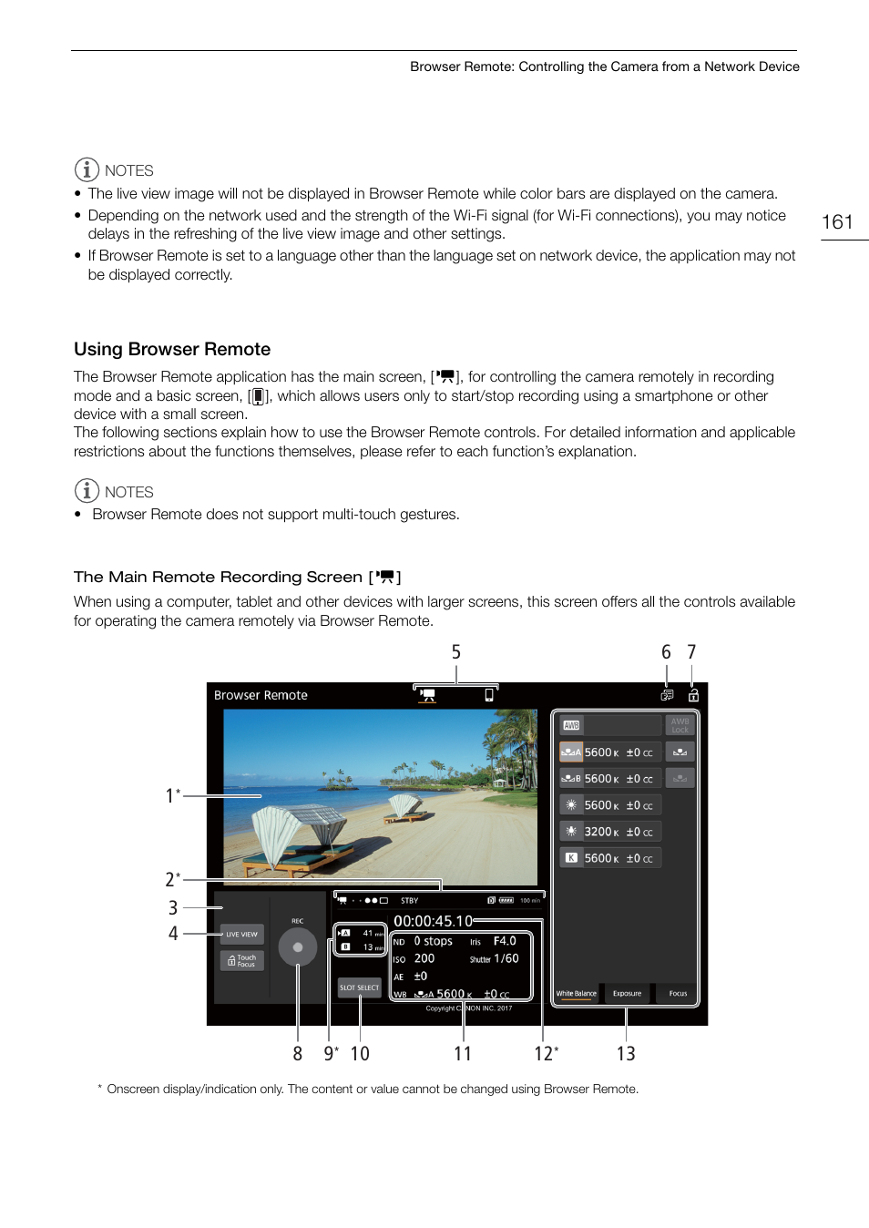 Using browser remote, Using browser remote 161 | Canon EOS C200 EF Cinema Camera and 24-105mm Lens Kit User Manual | Page 161 / 220