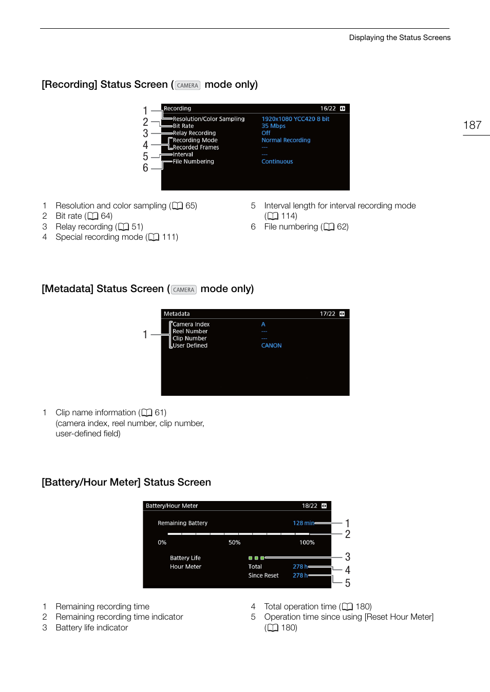 187). fully charging | Canon EOS C200 EF Cinema Camera and 24-105mm Lens Kit User Manual | Page 187 / 220