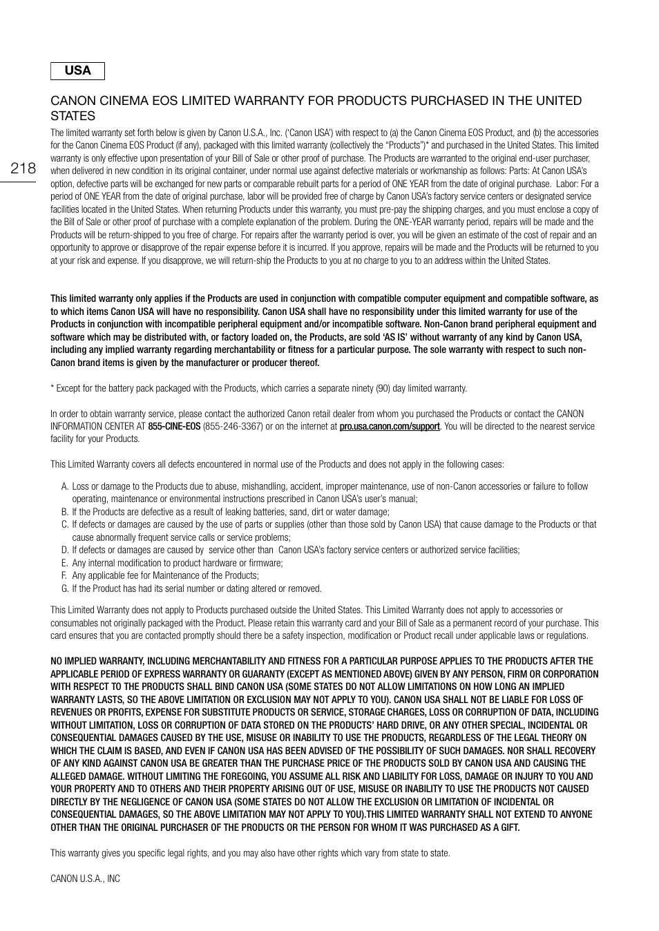 Canon EOS C200 EF Cinema Camera and 24-105mm Lens Kit User Manual | Page 218 / 220