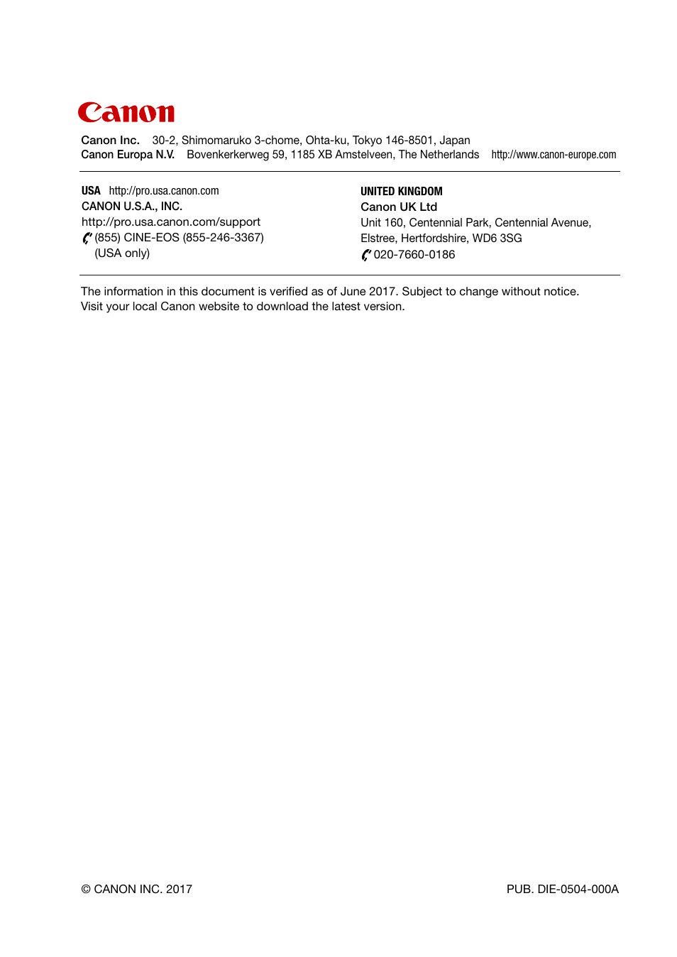 Canon EOS C200 EF Cinema Camera and 24-105mm Lens Kit User Manual | Page 220 / 220