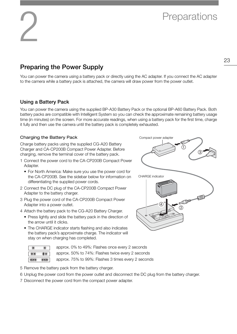 Preparations, Preparing the power supply, Using a battery pack | Preparations 23, Preparing the power supply 23, Using a battery pack 23 | Canon EOS C200 EF Cinema Camera and 24-105mm Lens Kit User Manual | Page 23 / 220