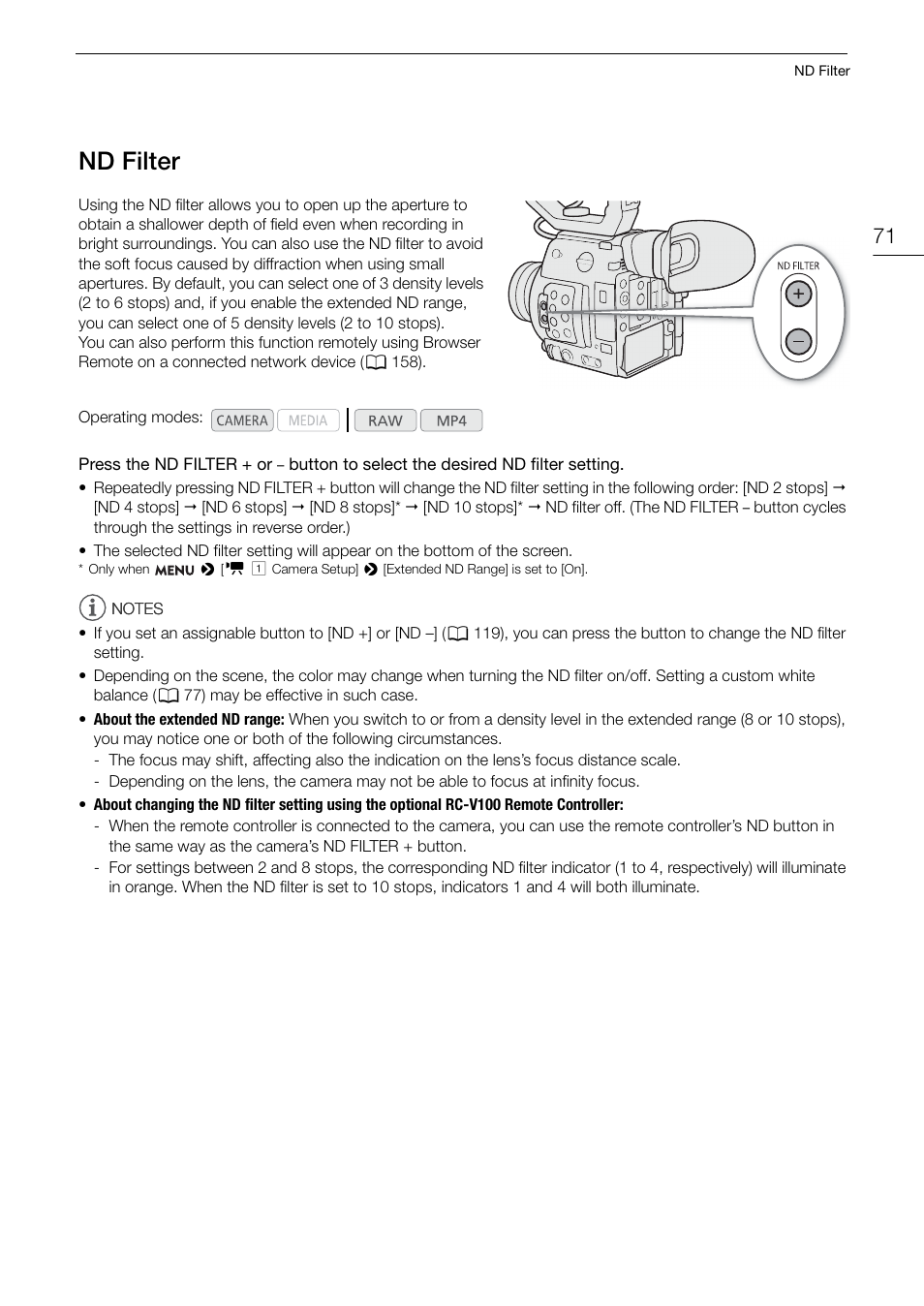 Nd filter, Nd filter 71 | Canon EOS C200 EF Cinema Camera and 24-105mm Lens Kit User Manual | Page 71 / 220