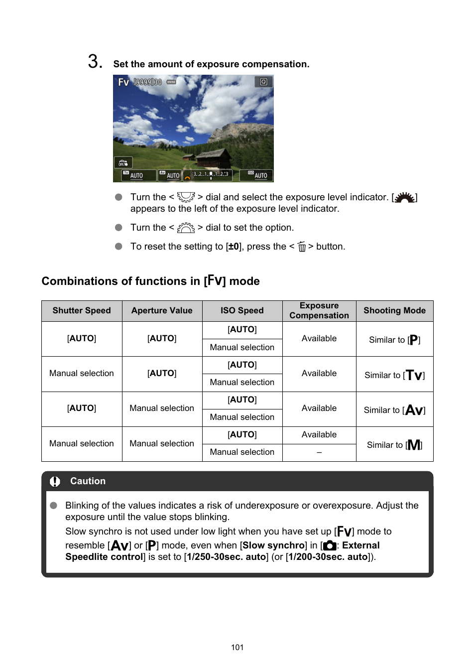 Combinations of functions in [ ] mode | Canon EOS R5 C VR Creator Kit with RF 5.2mm f/2.8 Dual Fisheye Lens User Manual | Page 101 / 787
