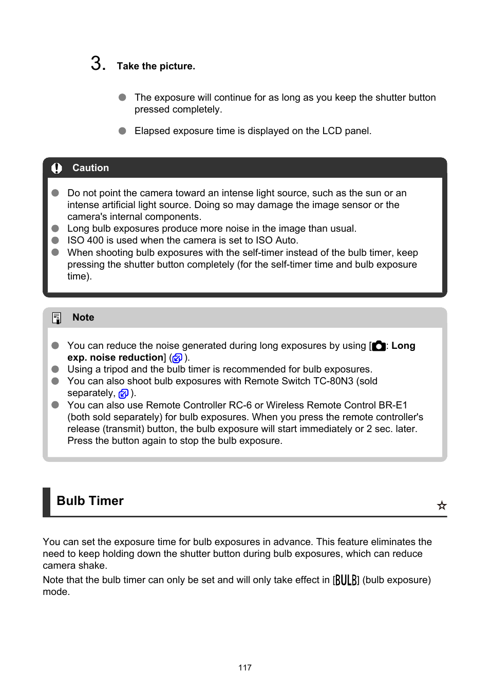 Bulb timer | Canon EOS R5 C VR Creator Kit with RF 5.2mm f/2.8 Dual Fisheye Lens User Manual | Page 117 / 787