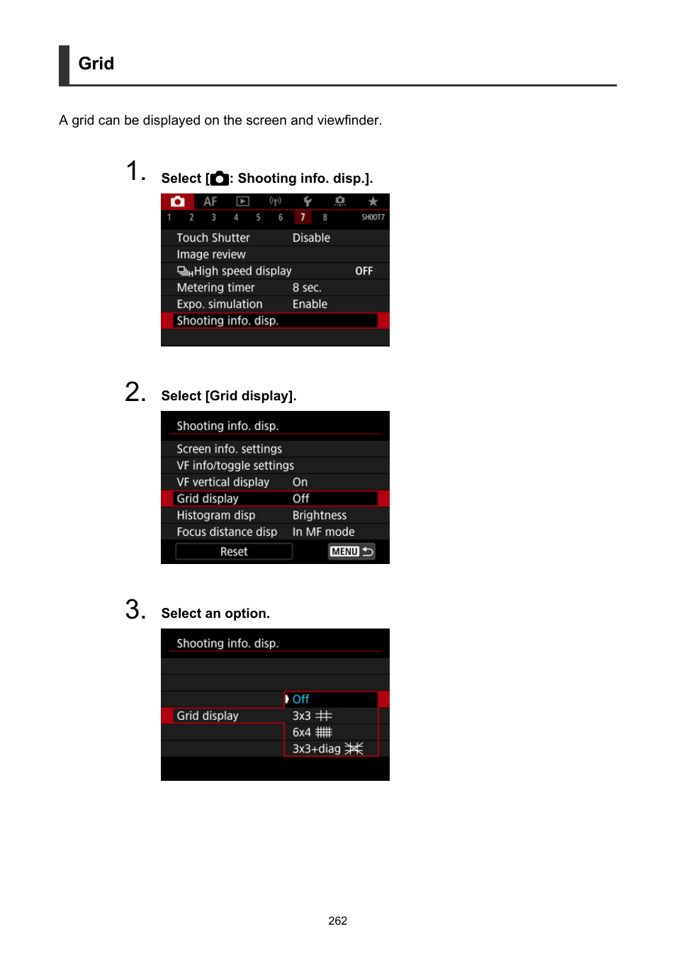 Grid | Canon EOS R5 C VR Creator Kit with RF 5.2mm f/2.8 Dual Fisheye Lens User Manual | Page 262 / 787
