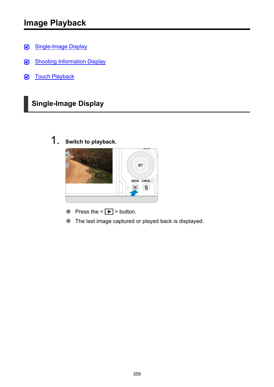 Image playback, To check focus and | Canon EOS R5 C VR Creator Kit with RF 5.2mm f/2.8 Dual Fisheye Lens User Manual | Page 359 / 787