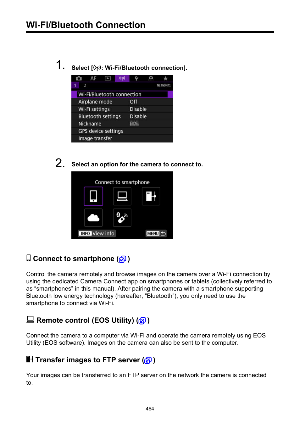 Wi-fi/bluetooth connection | Canon EOS R5 C VR Creator Kit with RF 5.2mm f/2.8 Dual Fisheye Lens User Manual | Page 464 / 787