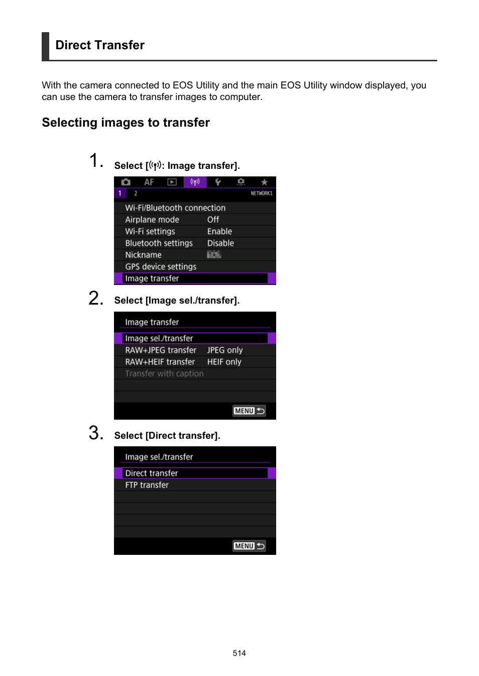 Direct transfer | Canon EOS R5 C VR Creator Kit with RF 5.2mm f/2.8 Dual Fisheye Lens User Manual | Page 514 / 787