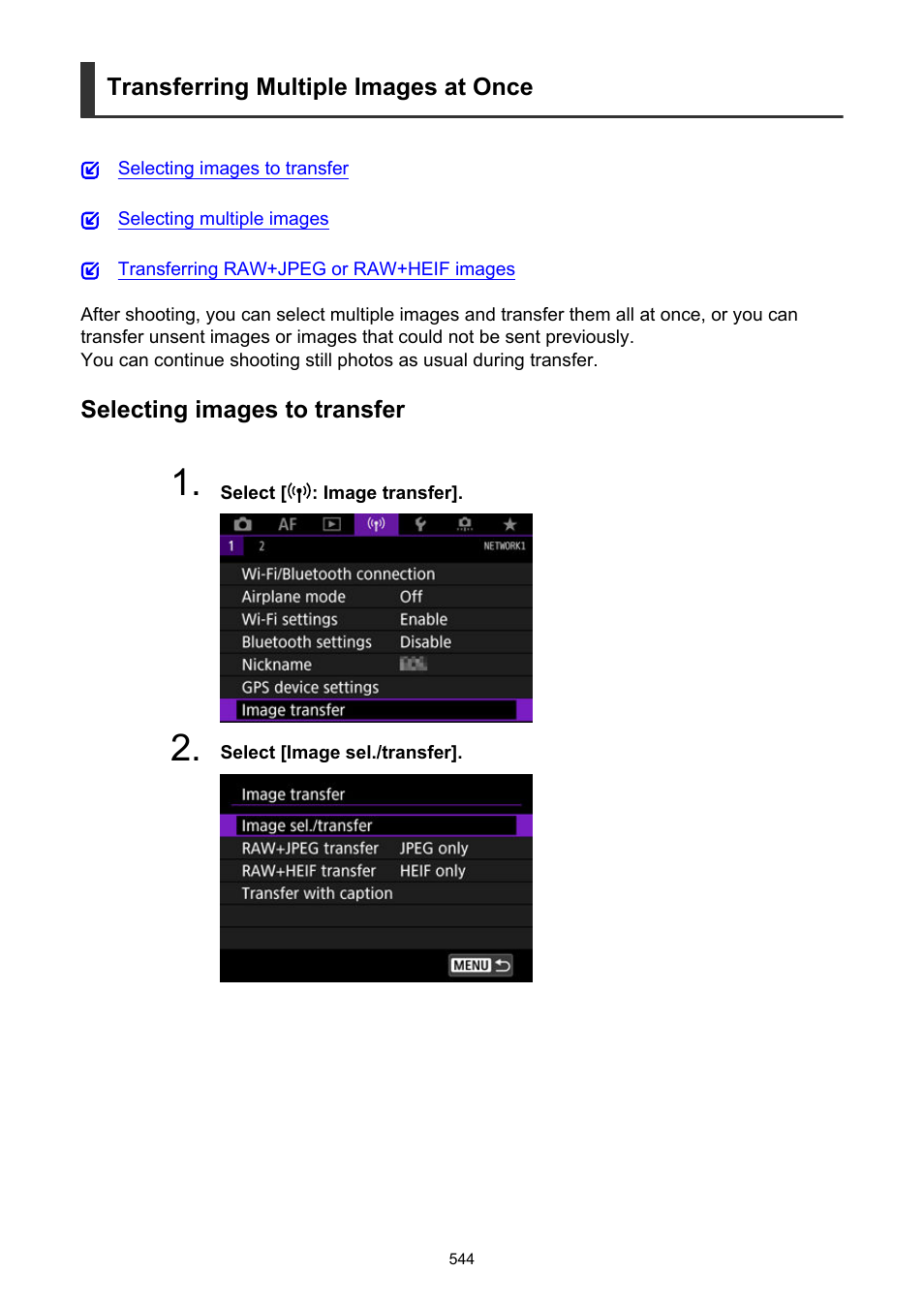 Transferring multiple images at once | Canon EOS R5 C VR Creator Kit with RF 5.2mm f/2.8 Dual Fisheye Lens User Manual | Page 544 / 787