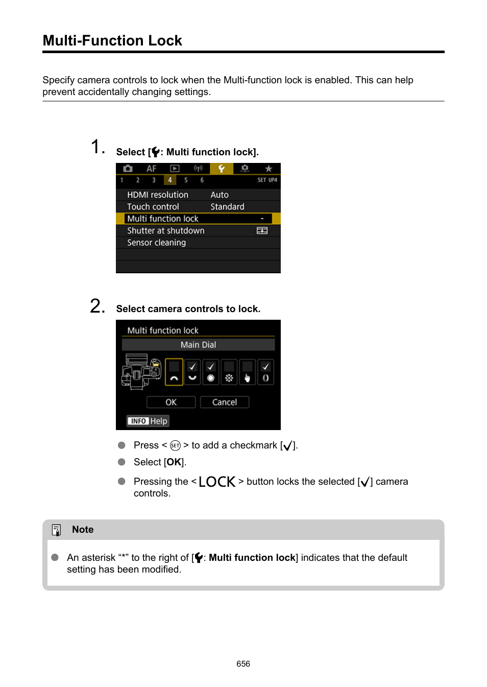Multi-function lock, Multi function lock | Canon EOS R5 C VR Creator Kit with RF 5.2mm f/2.8 Dual Fisheye Lens User Manual | Page 656 / 787