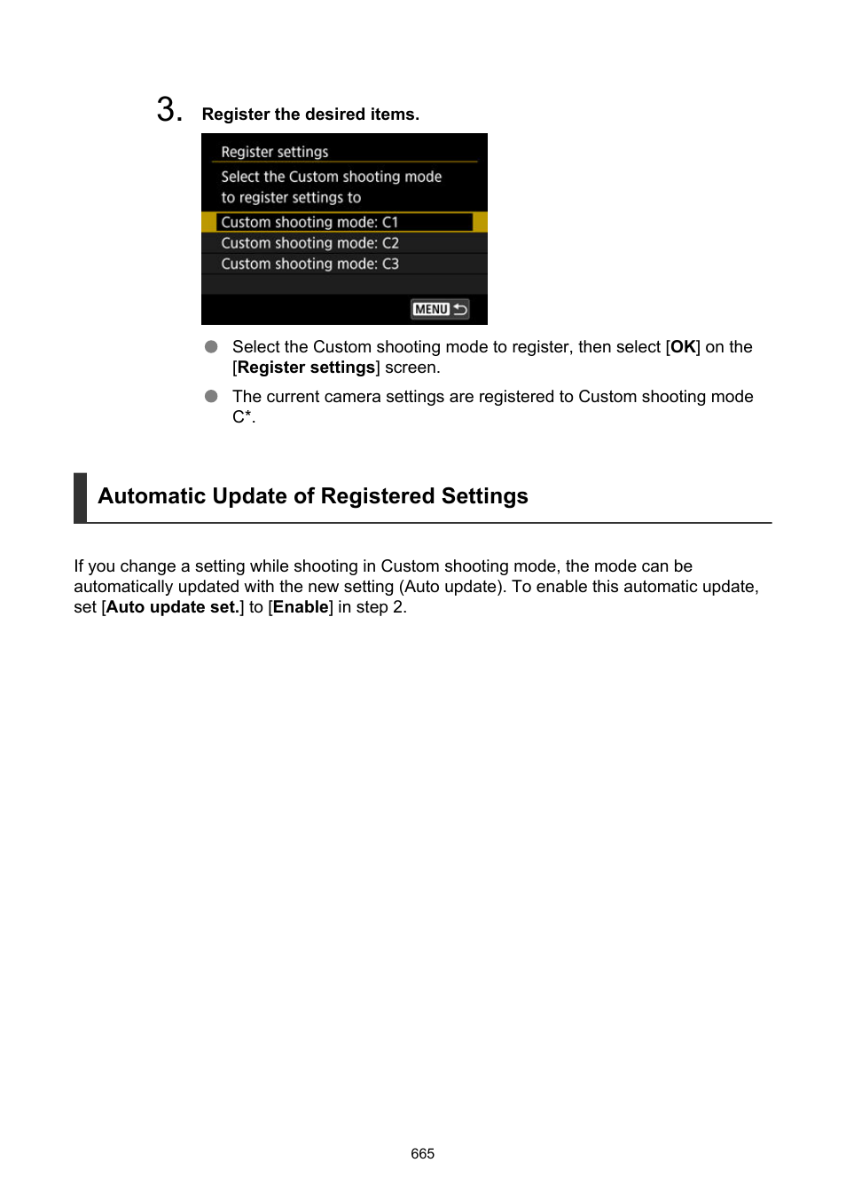 Automatic update of registered settings | Canon EOS R5 C VR Creator Kit with RF 5.2mm f/2.8 Dual Fisheye Lens User Manual | Page 665 / 787