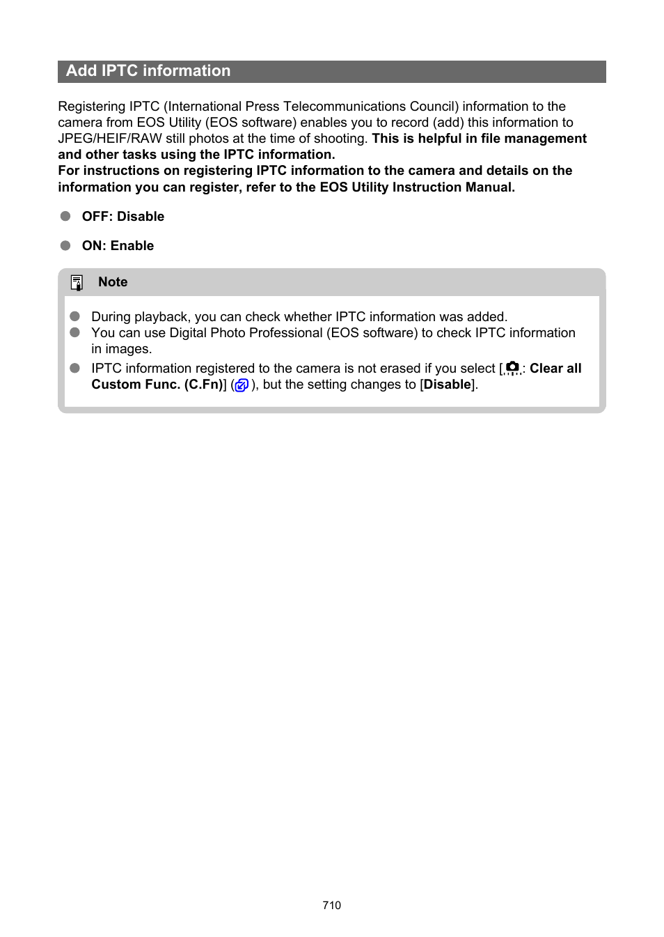 Add iptc information | Canon EOS R5 C VR Creator Kit with RF 5.2mm f/2.8 Dual Fisheye Lens User Manual | Page 710 / 787