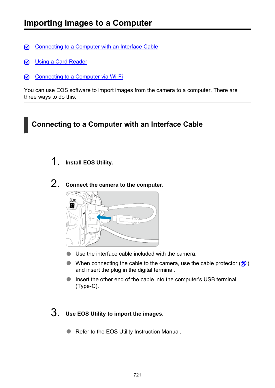 Importing images to a computer | Canon EOS R5 C VR Creator Kit with RF 5.2mm f/2.8 Dual Fisheye Lens User Manual | Page 721 / 787