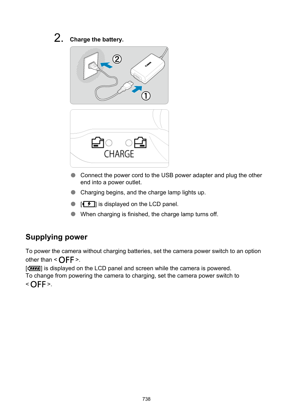 Supplying power | Canon EOS R5 C VR Creator Kit with RF 5.2mm f/2.8 Dual Fisheye Lens User Manual | Page 738 / 787