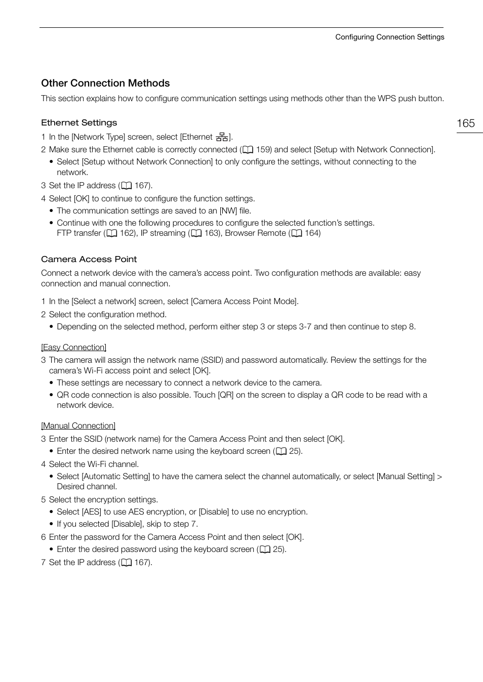 Other connection methods, Other connection methods 165, Other connection method s | Canon EOS R5 C VR Creator Kit with RF 5.2mm f/2.8 Dual Fisheye Lens User Manual | Page 165 / 248