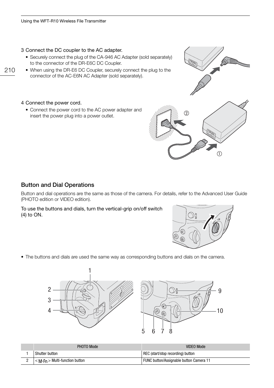 Button and dial operations, Button and dial operations 210 | Canon EOS R5 C VR Creator Kit with RF 5.2mm f/2.8 Dual Fisheye Lens User Manual | Page 210 / 248