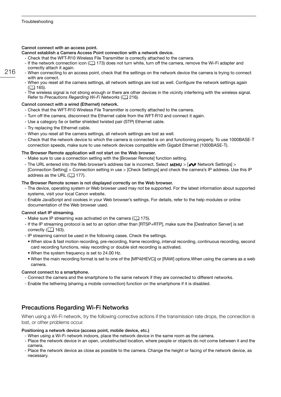 Precaution s regarding wi-fi network s | Canon EOS R5 C VR Creator Kit with RF 5.2mm f/2.8 Dual Fisheye Lens User Manual | Page 216 / 248