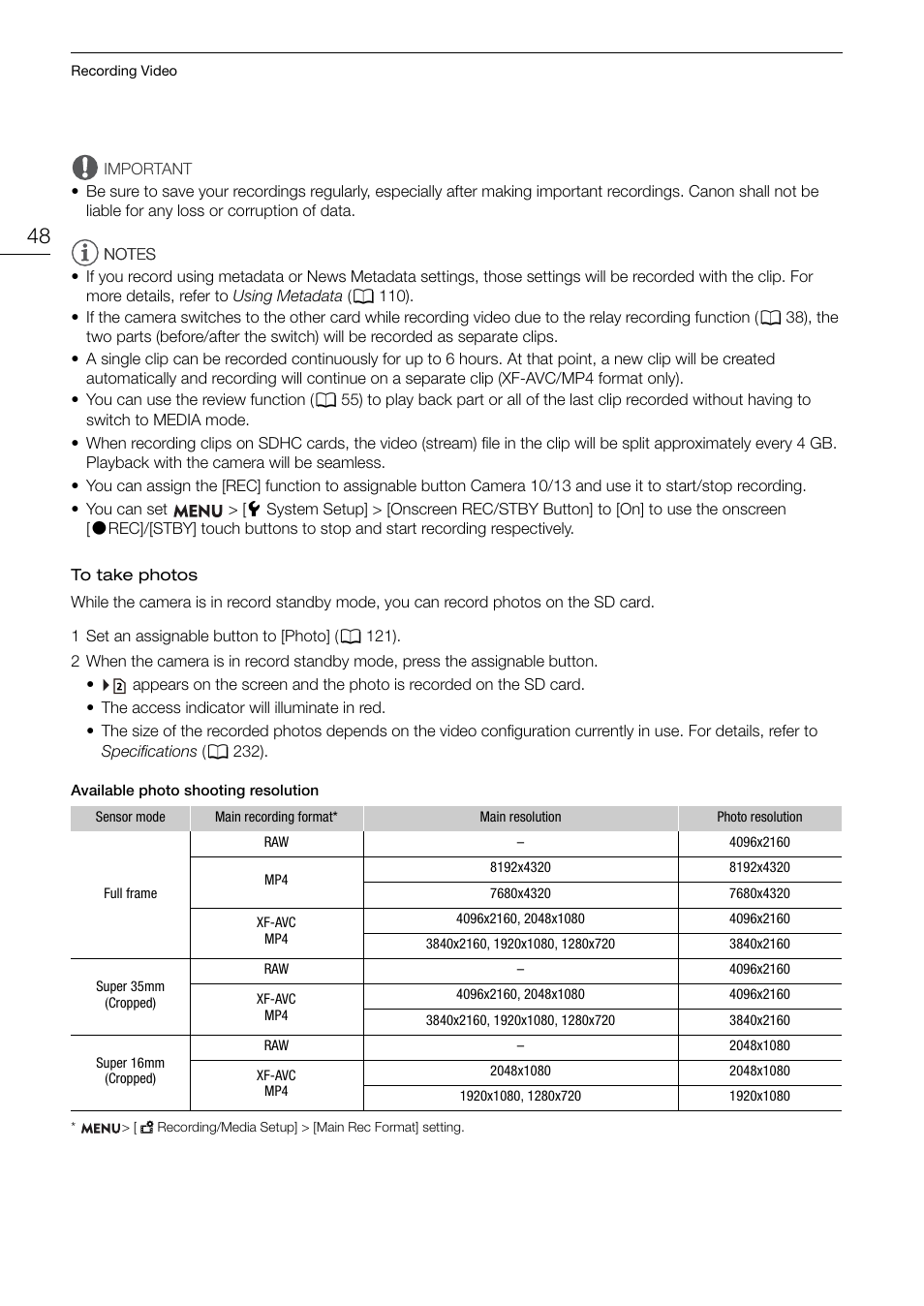 Canon EOS R5 C VR Creator Kit with RF 5.2mm f/2.8 Dual Fisheye Lens User Manual | Page 48 / 248