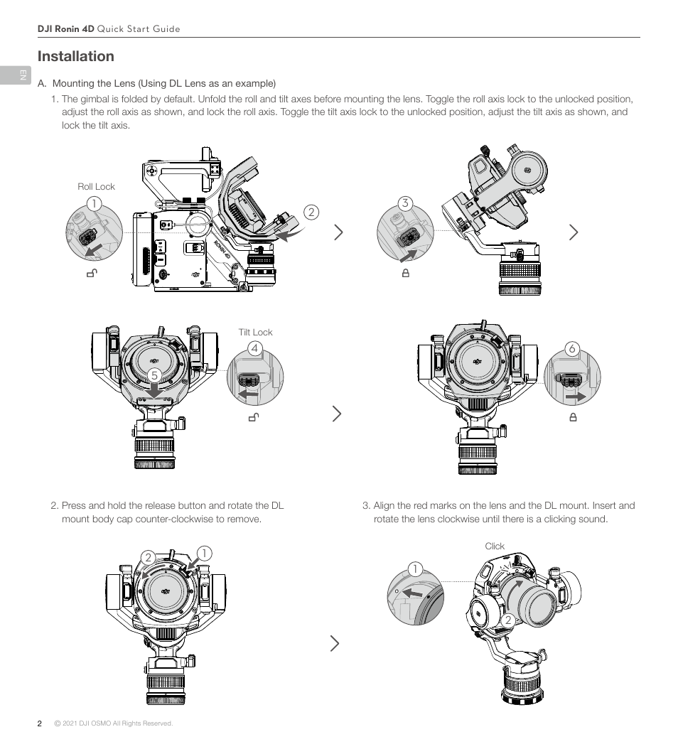 Installation | DJI Ronin 4D 4-Axis Cinema Camera 8K Combo Kit User Manual | Page 3 / 10