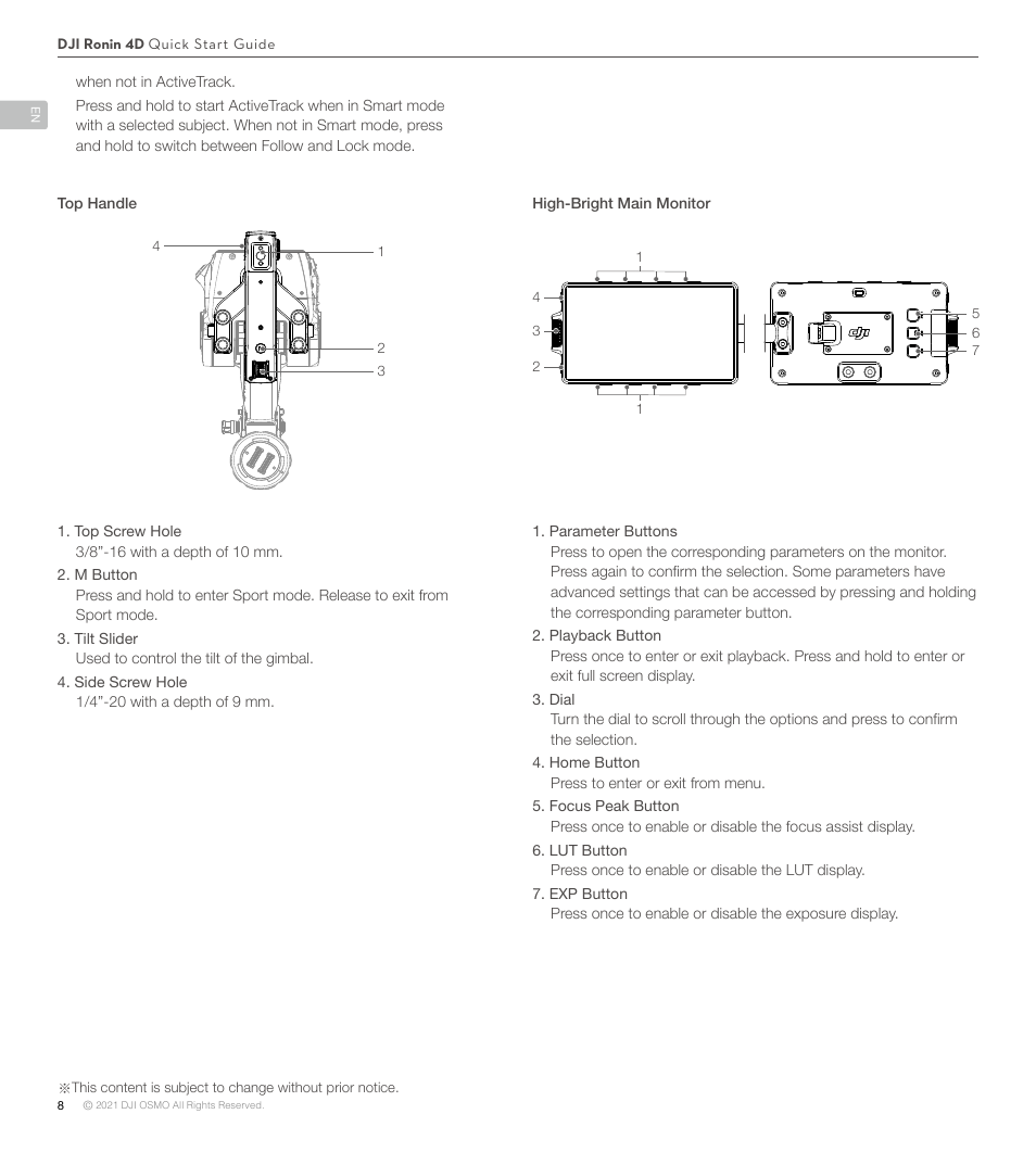 DJI Ronin 4D 4-Axis Cinema Camera 8K Combo Kit User Manual | Page 9 / 10