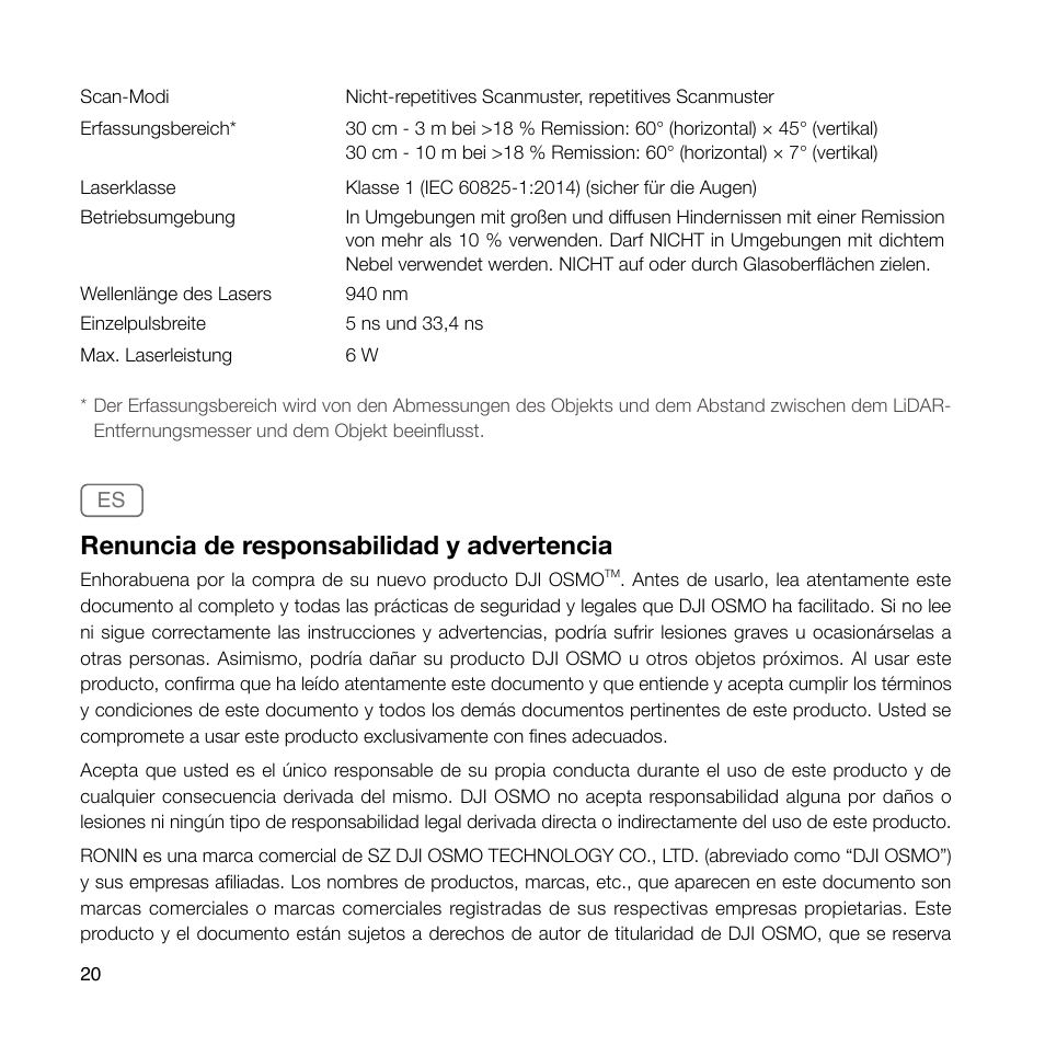 Renuncia de responsabilidad y advertencia | DJI Ronin 4D 4-Axis Cinema Camera 8K Combo Kit User Manual | Page 22 / 48