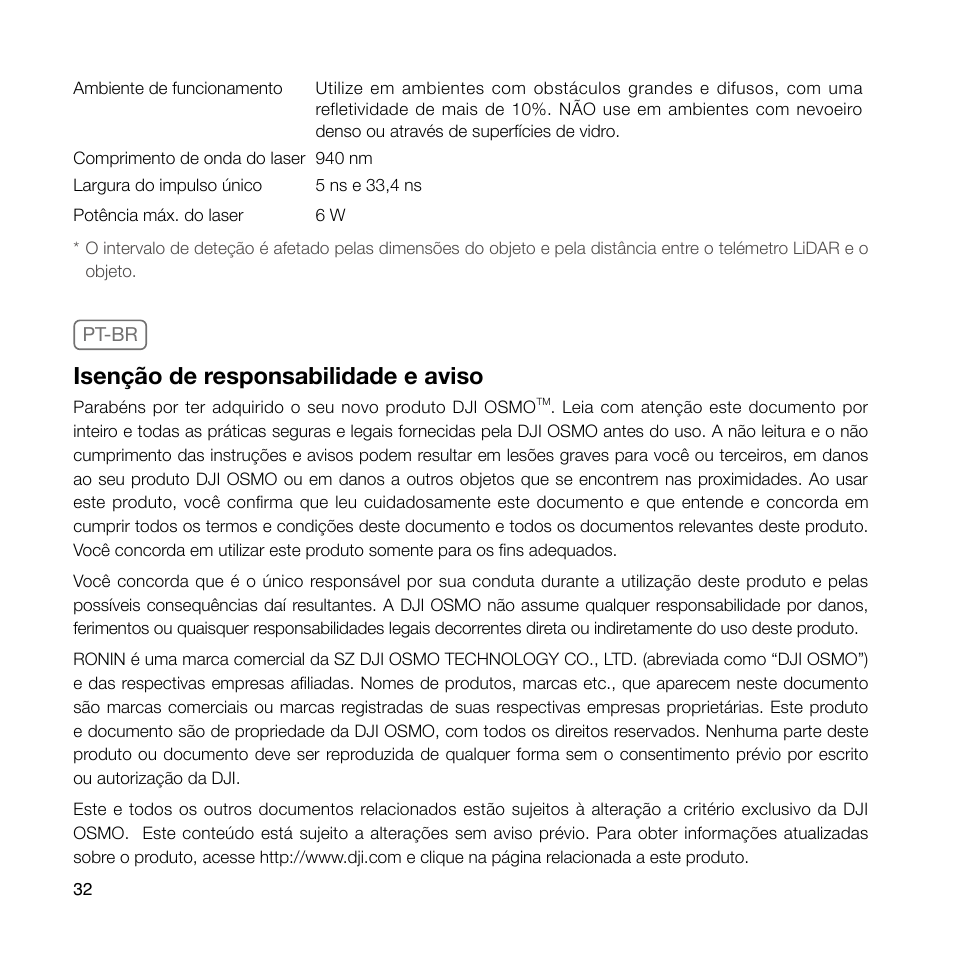 Isenção de responsabilidade e aviso | DJI Ronin 4D 4-Axis Cinema Camera 8K Combo Kit User Manual | Page 34 / 48