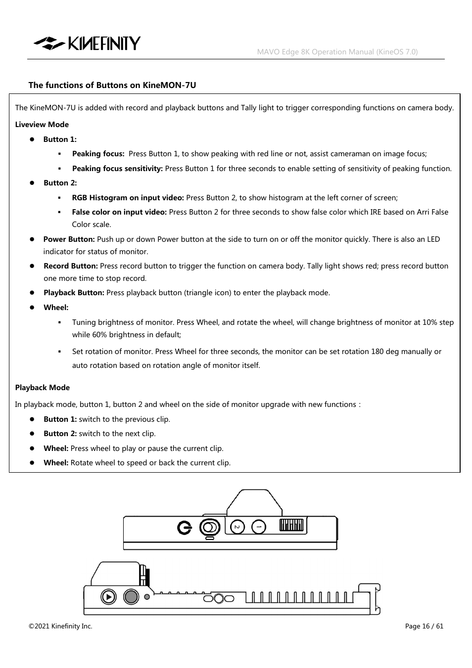 Kinefinity MAVO Edge 8K Digital Cinema Camera User Manual | Page 16 / 60