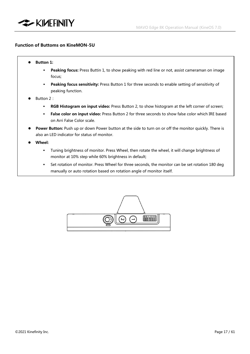 Kinefinity MAVO Edge 8K Digital Cinema Camera User Manual | Page 17 / 60