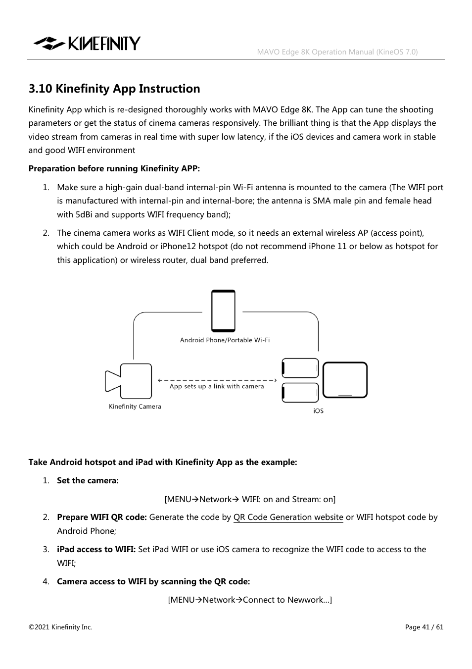 10 kinefinity app instruction | Kinefinity MAVO Edge 8K Digital Cinema Camera User Manual | Page 41 / 60