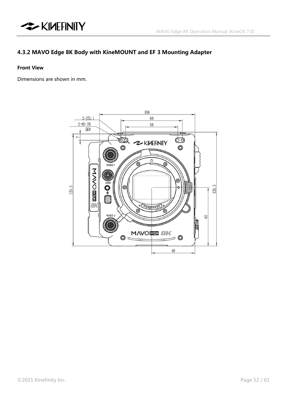 Kinefinity MAVO Edge 8K Digital Cinema Camera User Manual | Page 52 / 60