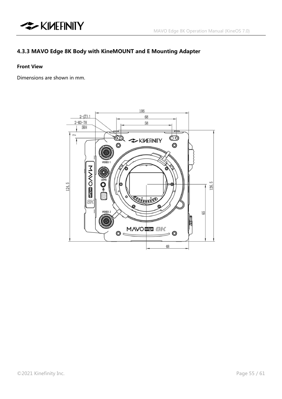 Kinefinity MAVO Edge 8K Digital Cinema Camera User Manual | Page 55 / 60