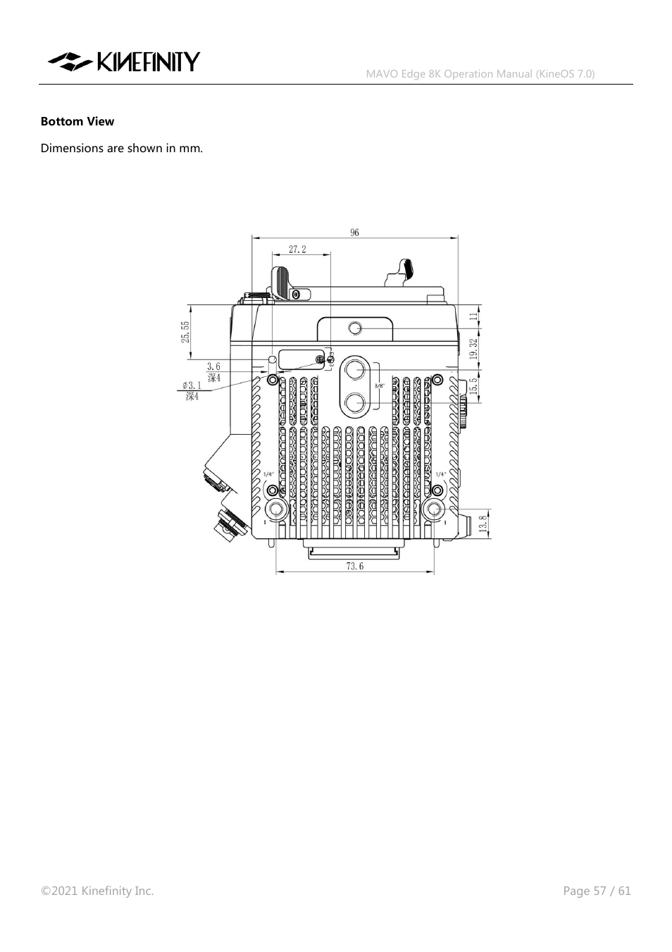 Kinefinity MAVO Edge 8K Digital Cinema Camera User Manual | Page 57 / 60