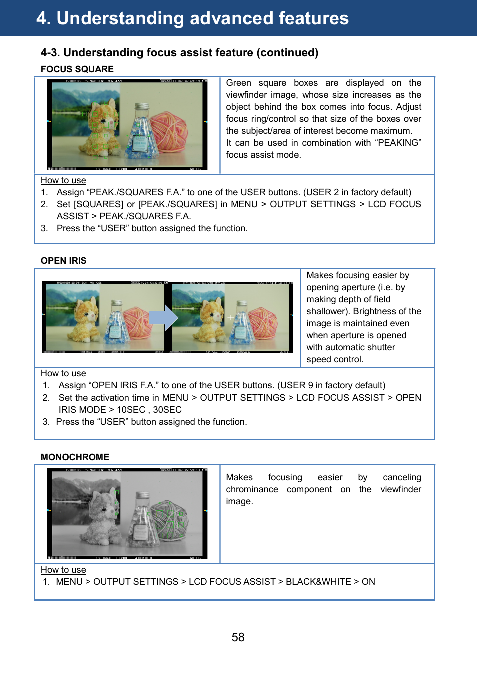 Understanding advanced features | Panasonic AU-EVA1 Compact 5.7K Super 35mm Cinema Camera User Manual | Page 58 / 92