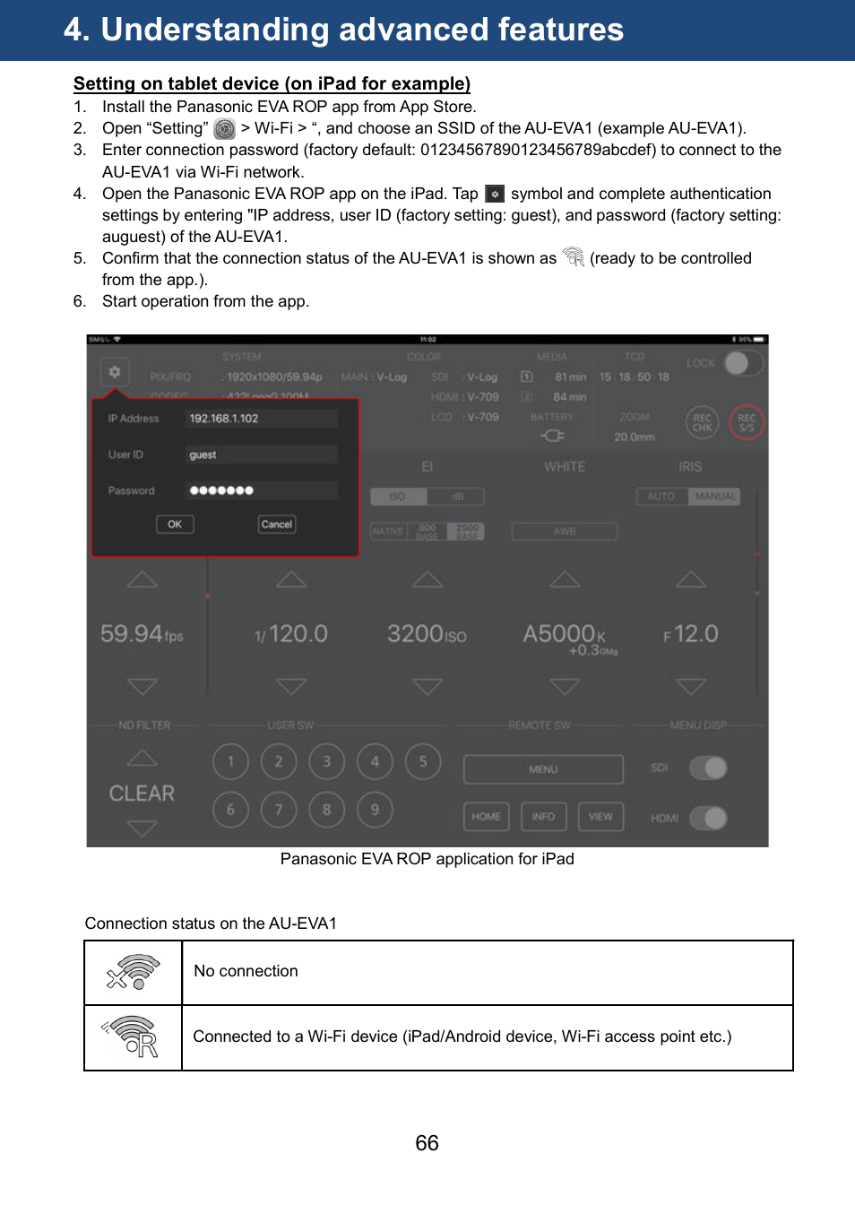 Understanding advanced features | Panasonic AU-EVA1 Compact 5.7K Super 35mm Cinema Camera User Manual | Page 66 / 92