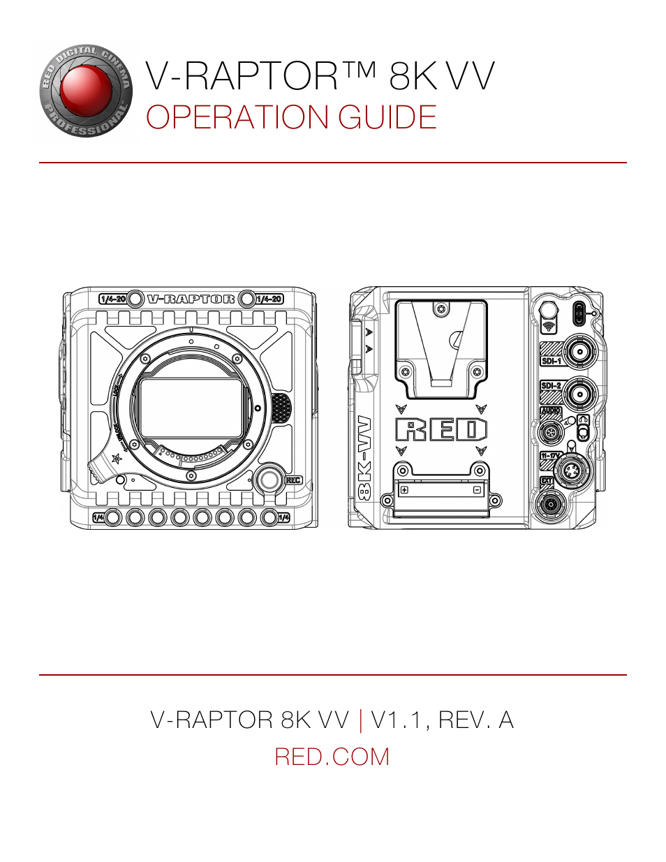 RED DIGITAL CINEMA V-RAPTOR 8K VV DSMC3 Camera (RF, Black) User Manual | 226 pages