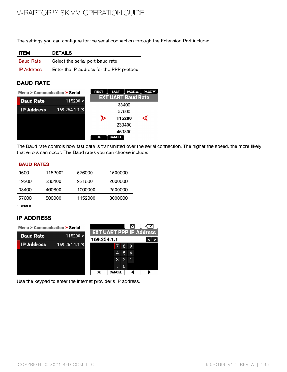 V-raptor™ 8k v v operation guide | RED DIGITAL CINEMA V-RAPTOR 8K VV DSMC3 Camera (RF, Black) User Manual | Page 142 / 226