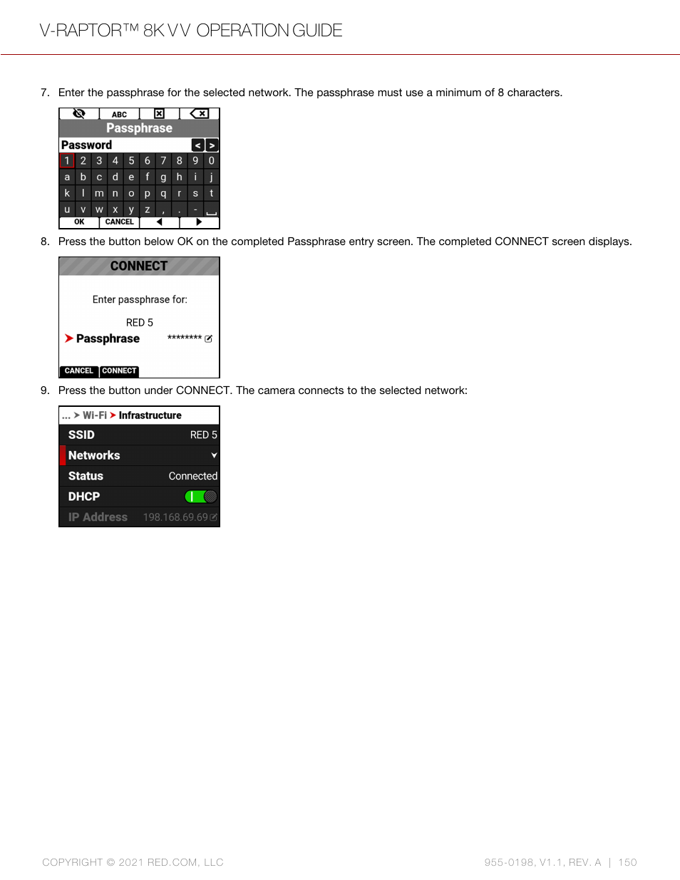 V-raptor™ 8k v v operation guide | RED DIGITAL CINEMA V-RAPTOR 8K VV DSMC3 Camera (RF, Black) User Manual | Page 157 / 226