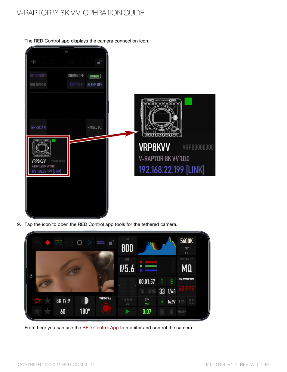 V-raptor™ 8k v v operation guide | RED DIGITAL CINEMA V-RAPTOR 8K VV DSMC3 Camera (RF, Black) User Manual | Page 167 / 226
