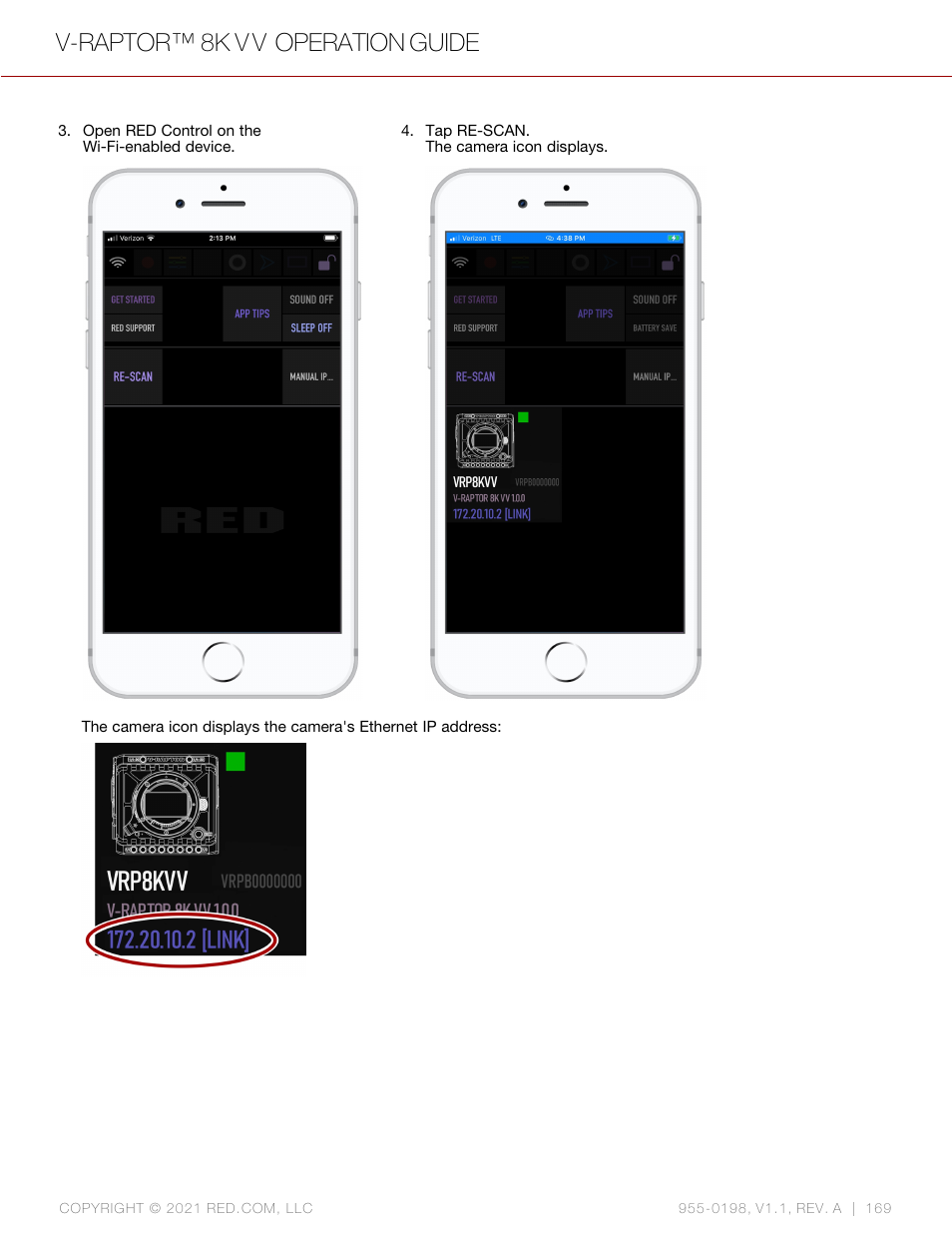 V-raptor™ 8k v v operation guide | RED DIGITAL CINEMA V-RAPTOR 8K VV DSMC3 Camera (RF, Black) User Manual | Page 176 / 226
