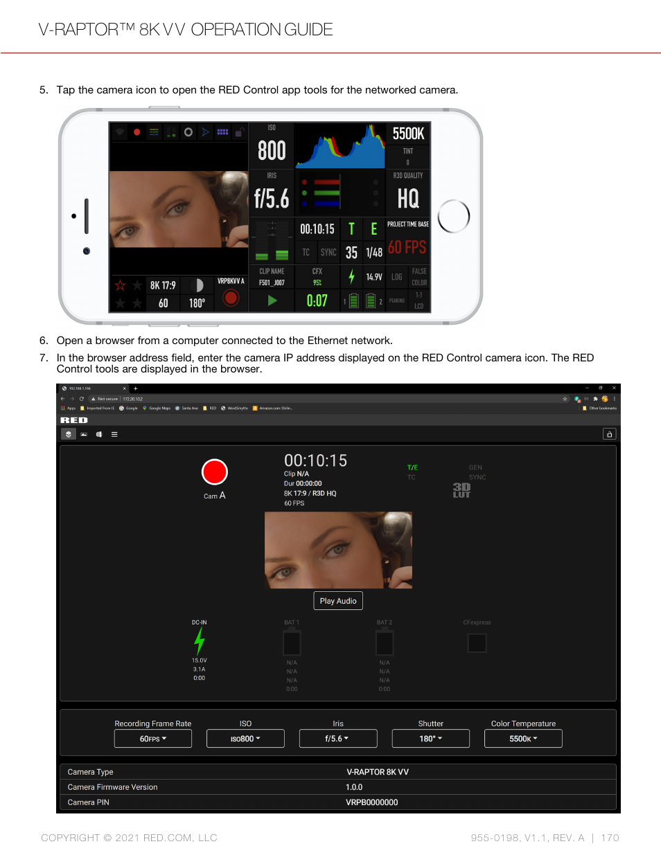 V-raptor™ 8k v v operation guide | RED DIGITAL CINEMA V-RAPTOR 8K VV DSMC3 Camera (RF, Black) User Manual | Page 177 / 226