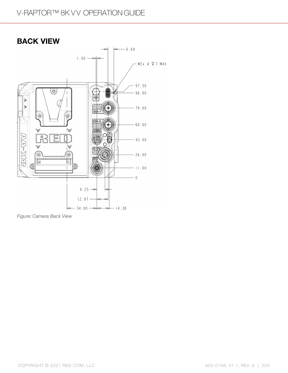 Back view, V-raptor™ 8k v v operation guide | RED DIGITAL CINEMA V-RAPTOR 8K VV DSMC3 Camera (RF, Black) User Manual | Page 210 / 226