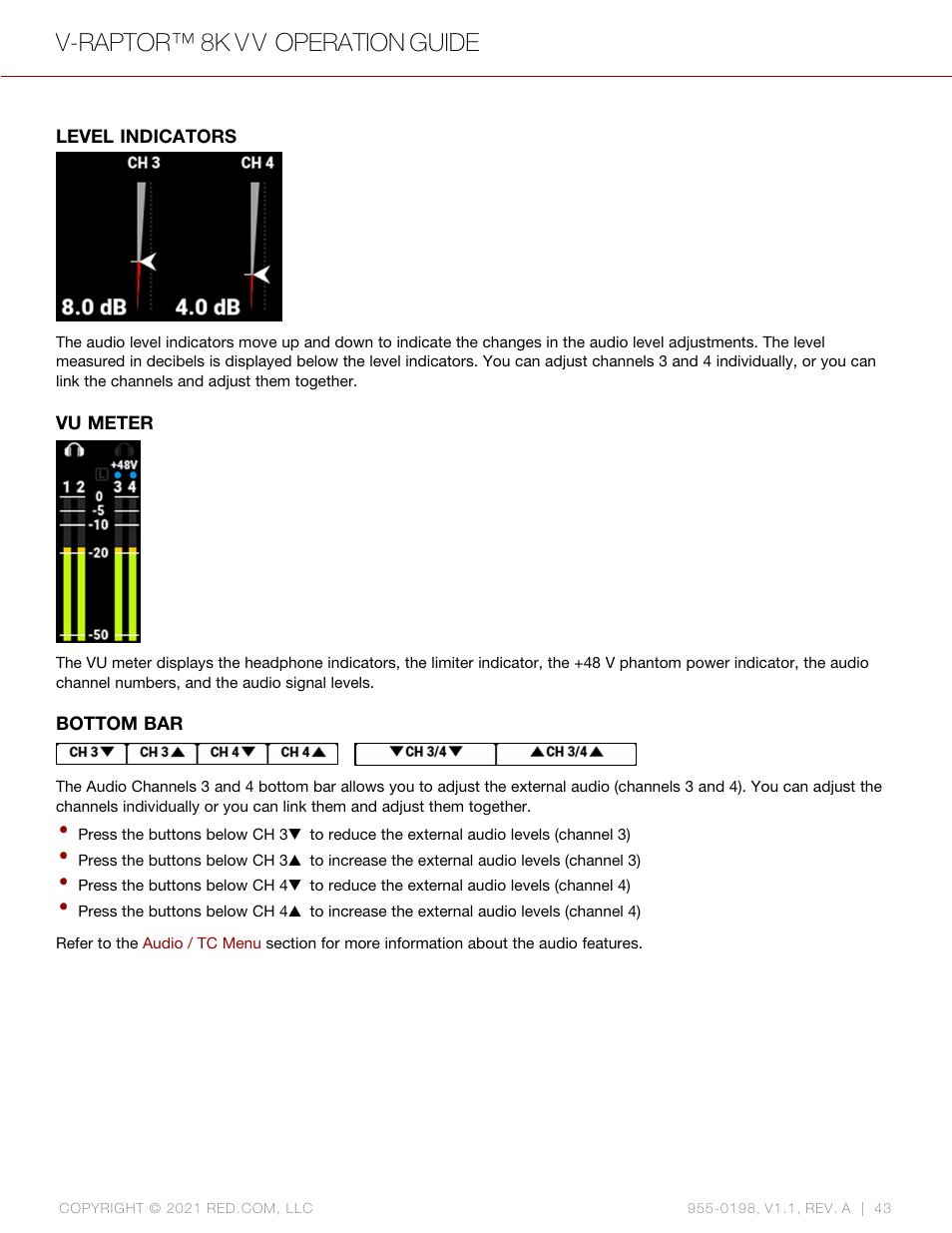V-raptor™ 8k v v operation guide | RED DIGITAL CINEMA V-RAPTOR 8K VV DSMC3 Camera (RF, Black) User Manual | Page 50 / 226